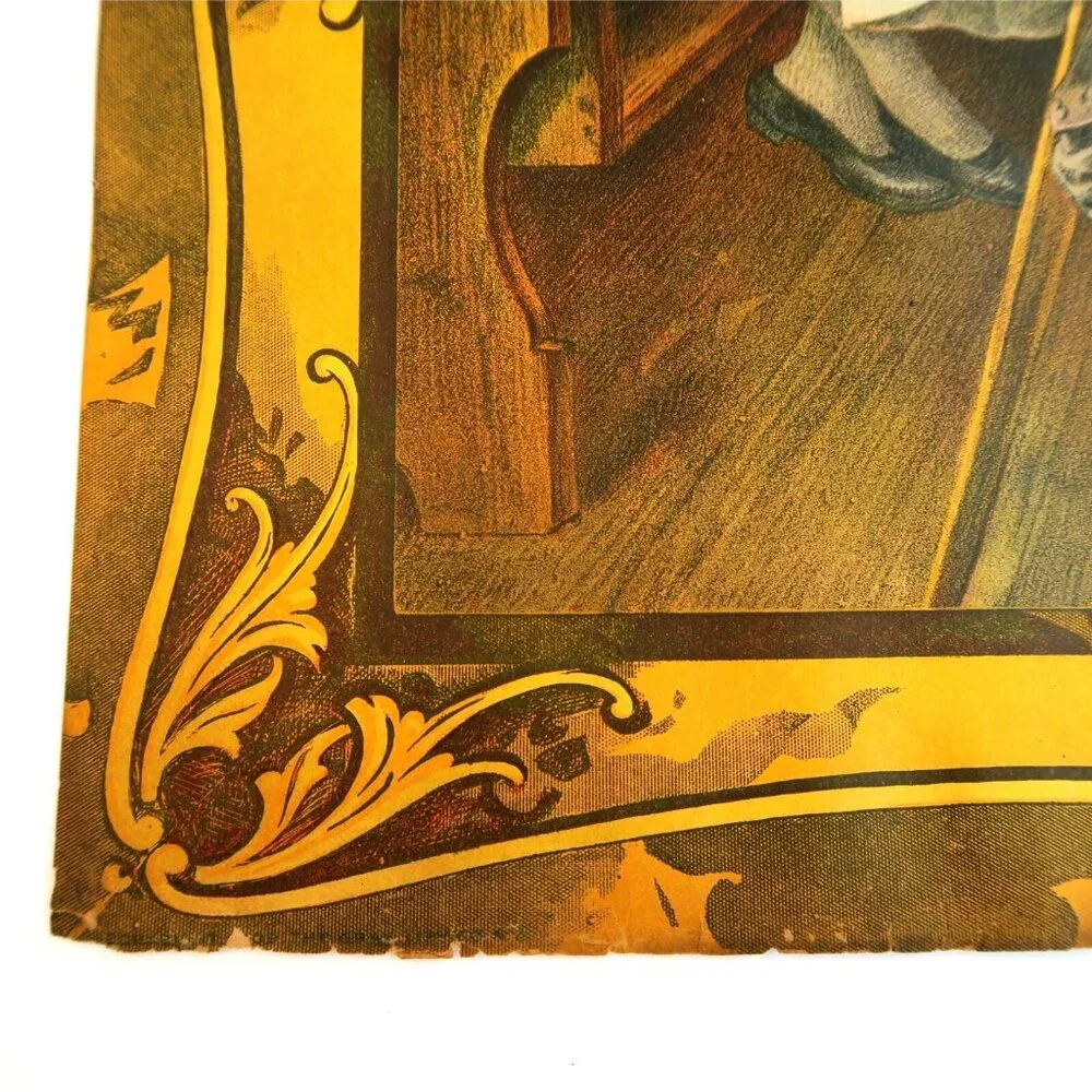 1909 Lithograph, A Happy Family, Gray Lith Co NY, Sailor Homecoming, 20x15" - Picture 4 of 5